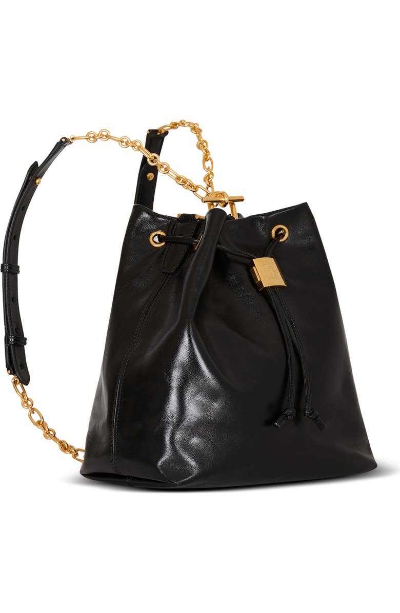 Balmain Pulse calfskin leather backpack, Alternate, color, Black