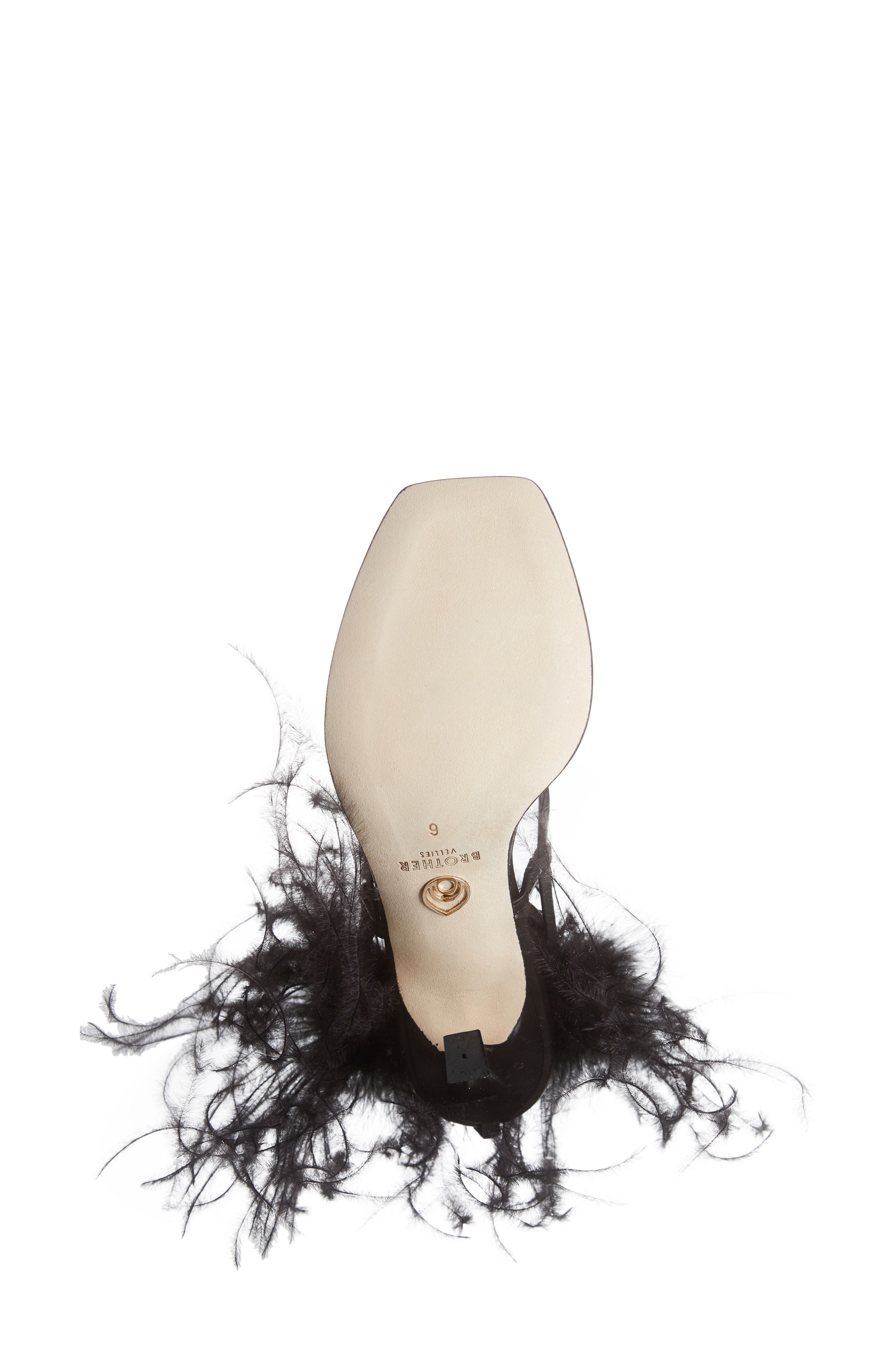 Brother Vellies Feather Ankle Tie Sandal, Alternate, color, 