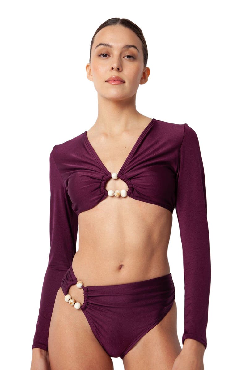 Villa Fresca Bria Long Sleeve Top, Alternate, color, Eggplant
