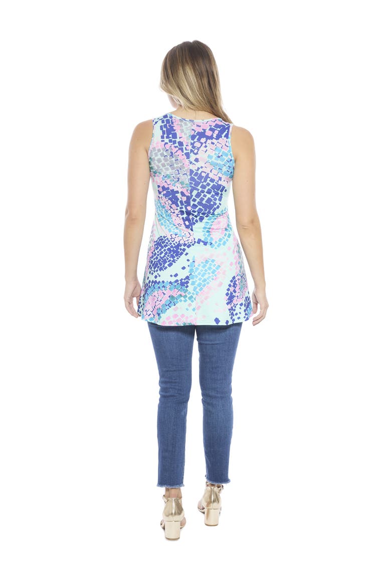 Womens Abstract Scoop Neck Tunic Tank Top, Alternate, color, Blue Multi