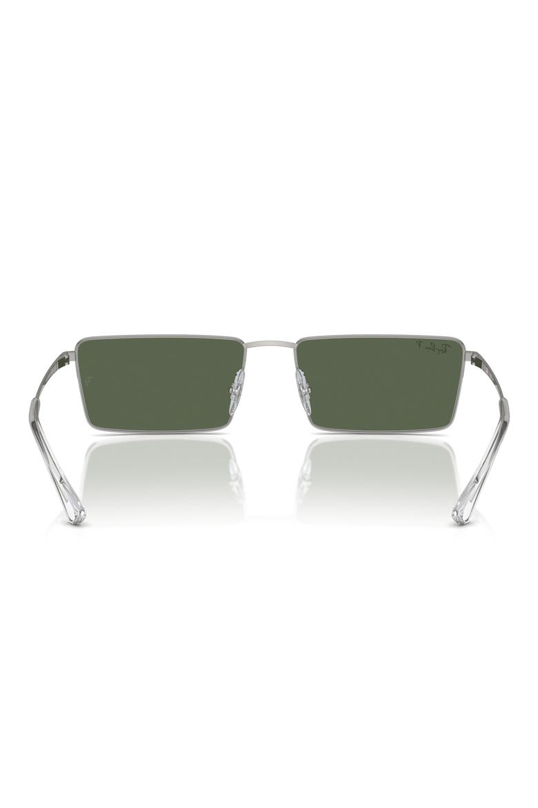 Emy 56mm Rectangular Sunglasses, Alternate, color, SILVER