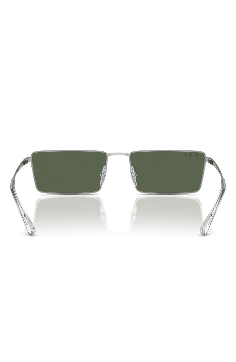 Ray-Ban Emy 56mm Rectangular Sunglasses, Alternate, color, Silver
