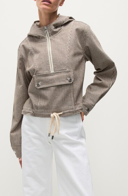 Veronica Beard Kaeli Railroad Stripe Stretch Cotton Half-zip Jacket In Cedar Stripe