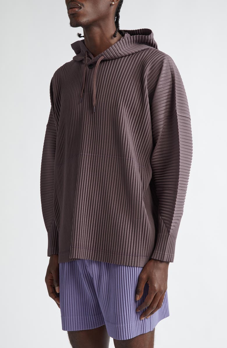Homme Plissé Issey Miyake MC December Pleated Henley Hoodie, Alternate, color, 
