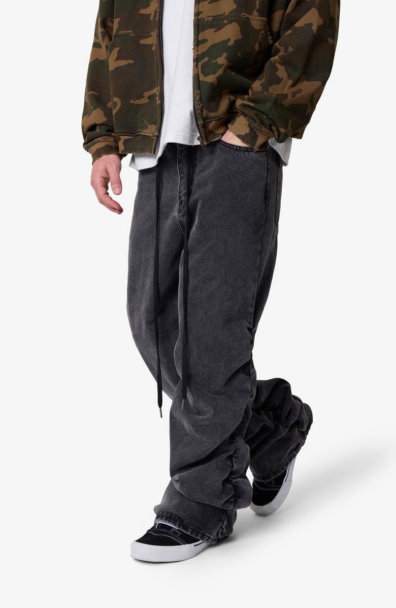 mnml Ruched Denim Wide Leg Jeans, Alternate, color,