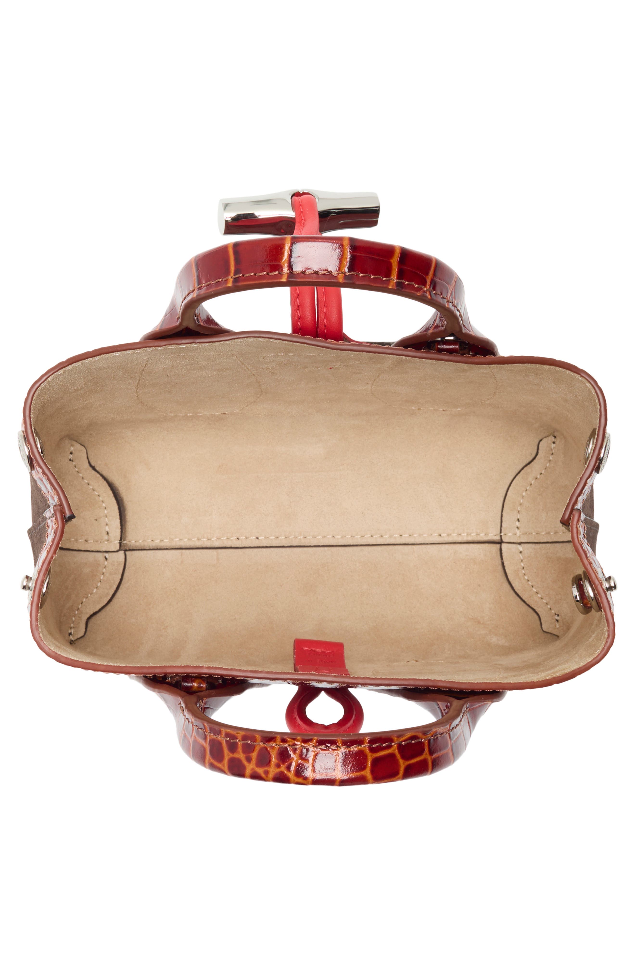 Longchamp Le Roseau Mixed Leather Handbag, Alternate, color, Cognac