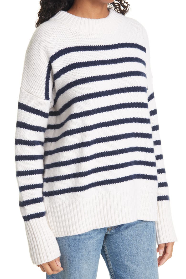 Marin Wool & Cashmere Sweater, Alternate, color, CREAM/ NAVY