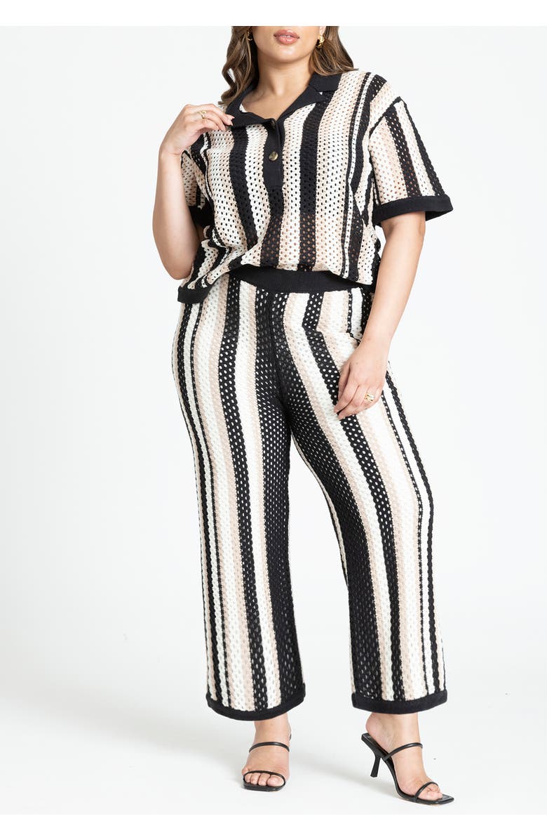 ELOQUII Crochet Pull On Pant, Alternate, color, Muse Stripe