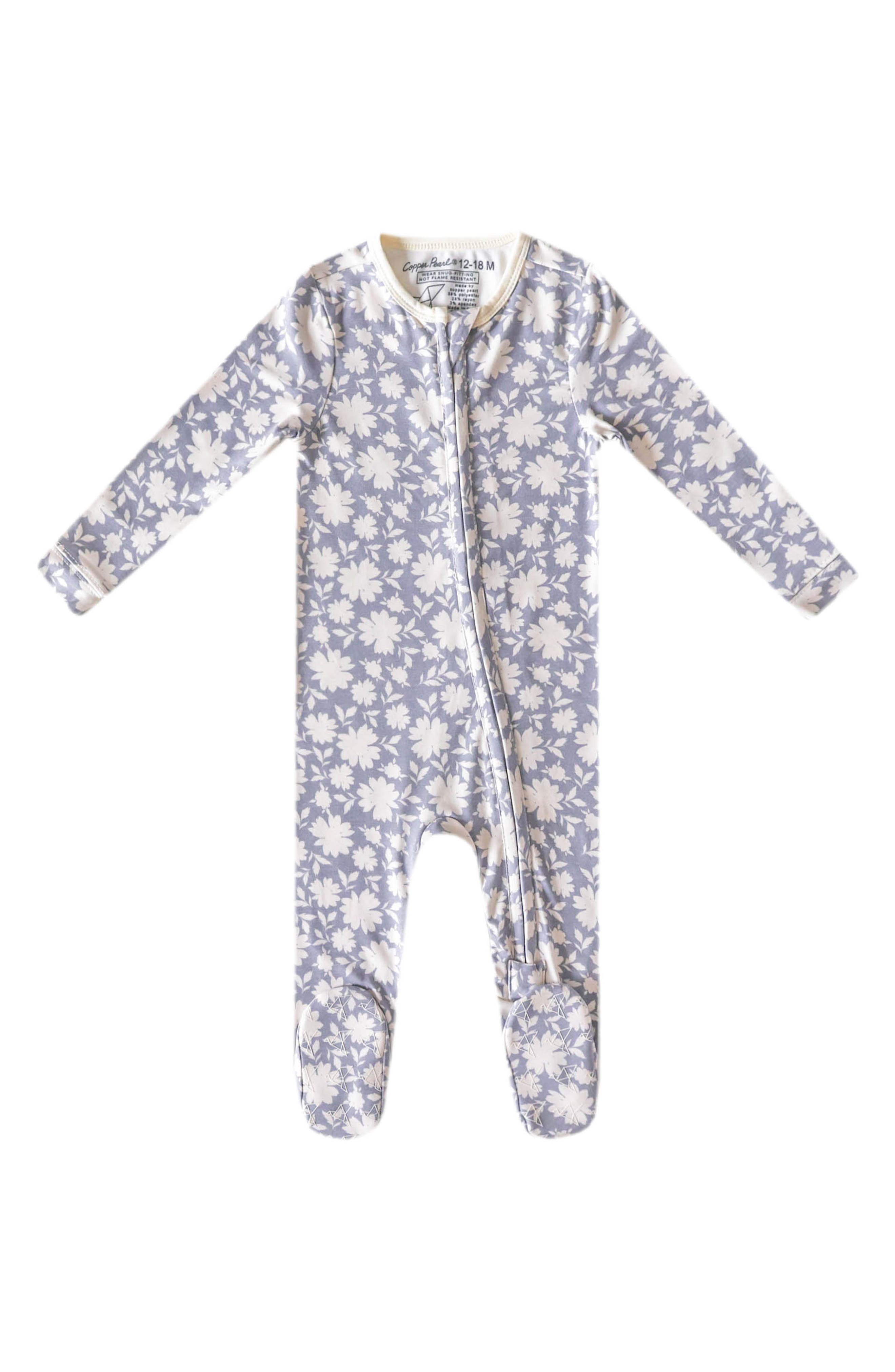 Copper Pearl Zip-Up Footie Pajamas in Lacie 