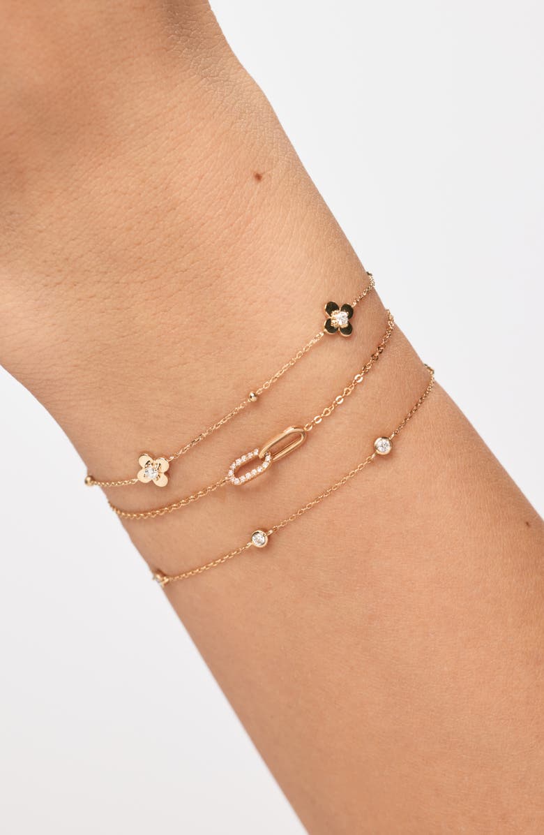Ana Luisa Solid Yellow Gold - Mini Flower Station Bracelet, Alternate, color, Diamond
