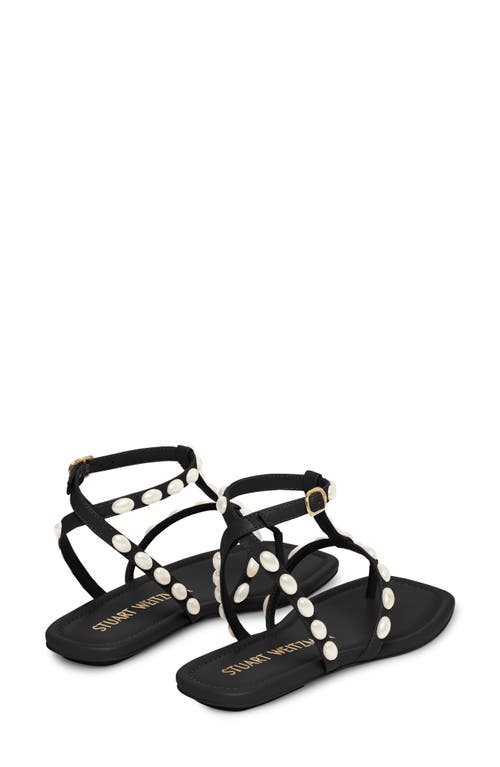Shop Stuart Weitzman Pearlita Flat Sandal In Black