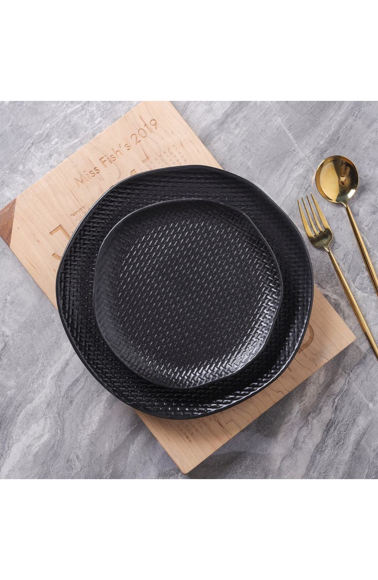 Stone Lain Abigael Stoneware 4-Piece Dinner Plate Set, Alternate, color, Black