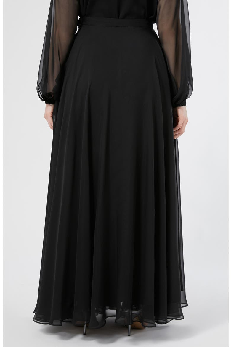 Fontana Chiffon Maxi Skirt, Alternate, color, BLACK