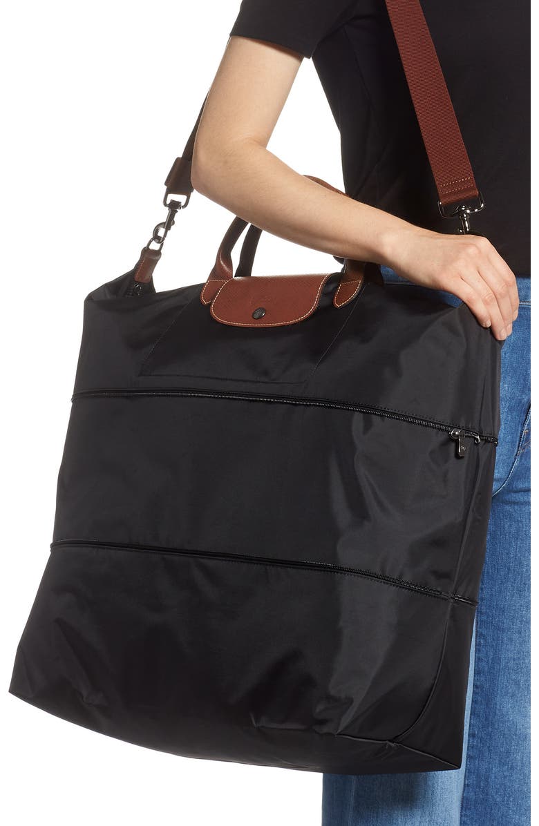 Longchamp 21-Inch Expandable Travel Bag, Alternate, color, Black