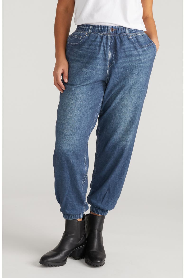 Henry Trompe l'Oeil Faux Denim Joggers, Main, color, WASHED PRINTED BLUE