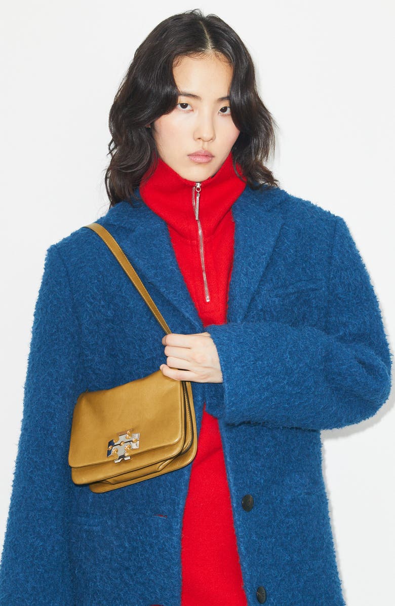 Tory Burch Kira Soft Leather Shoulder Bag, Alternate, color, Wren Brown