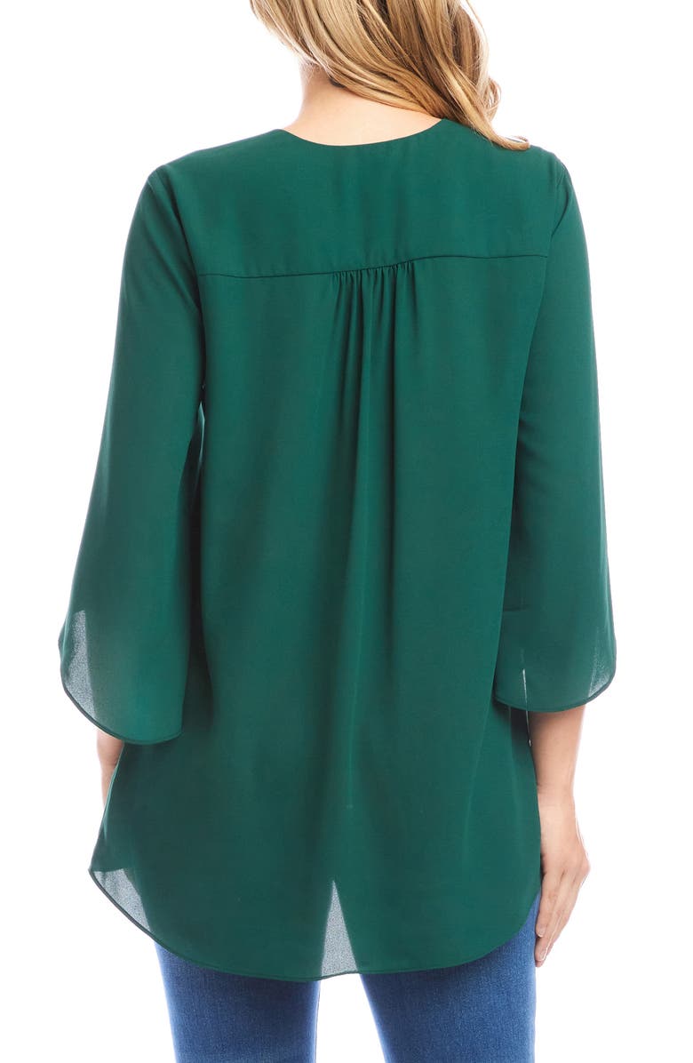 Karen Kane Crossover Hem Asymmetric Crepe Top, Alternate, color, Forest Green
