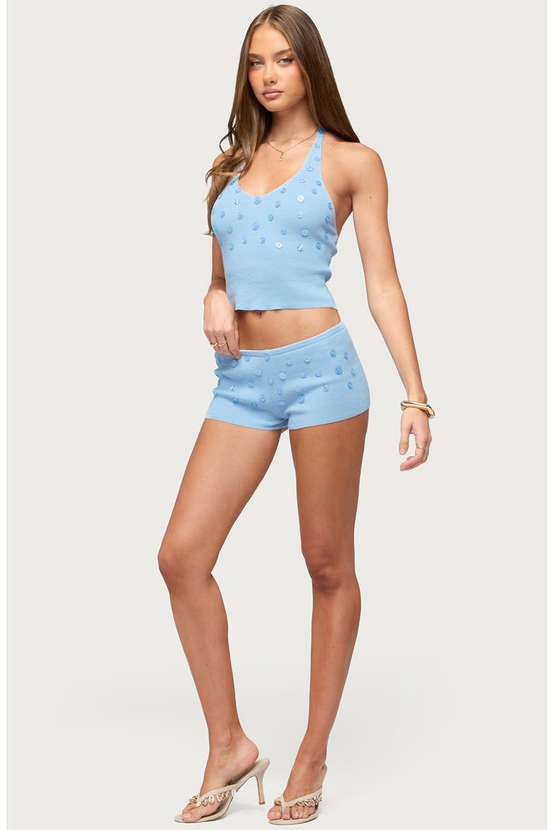 Nataly Button Cotton Knit Shorts, Alternate, color, LIGHT-BLUE