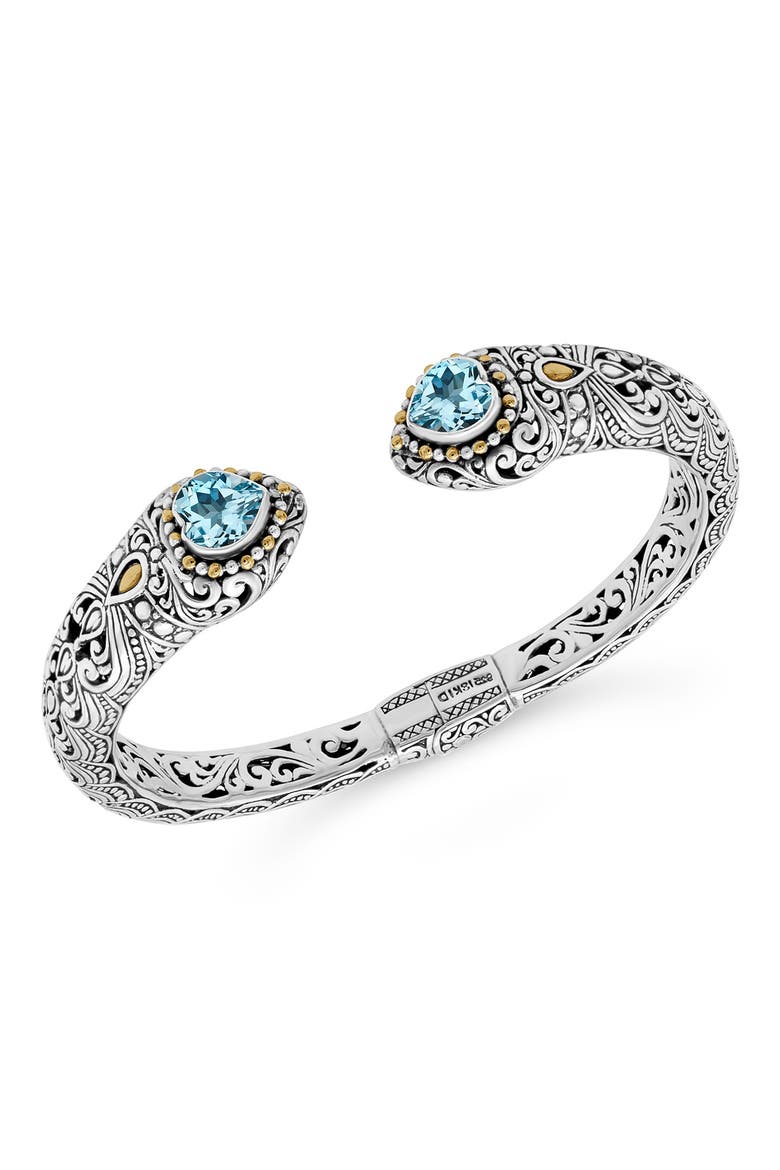 Sterling Silver & 18K Yellow Gold Blue Topaz Bracelet, Alternate, color, SILVER-GOLD-BLUE