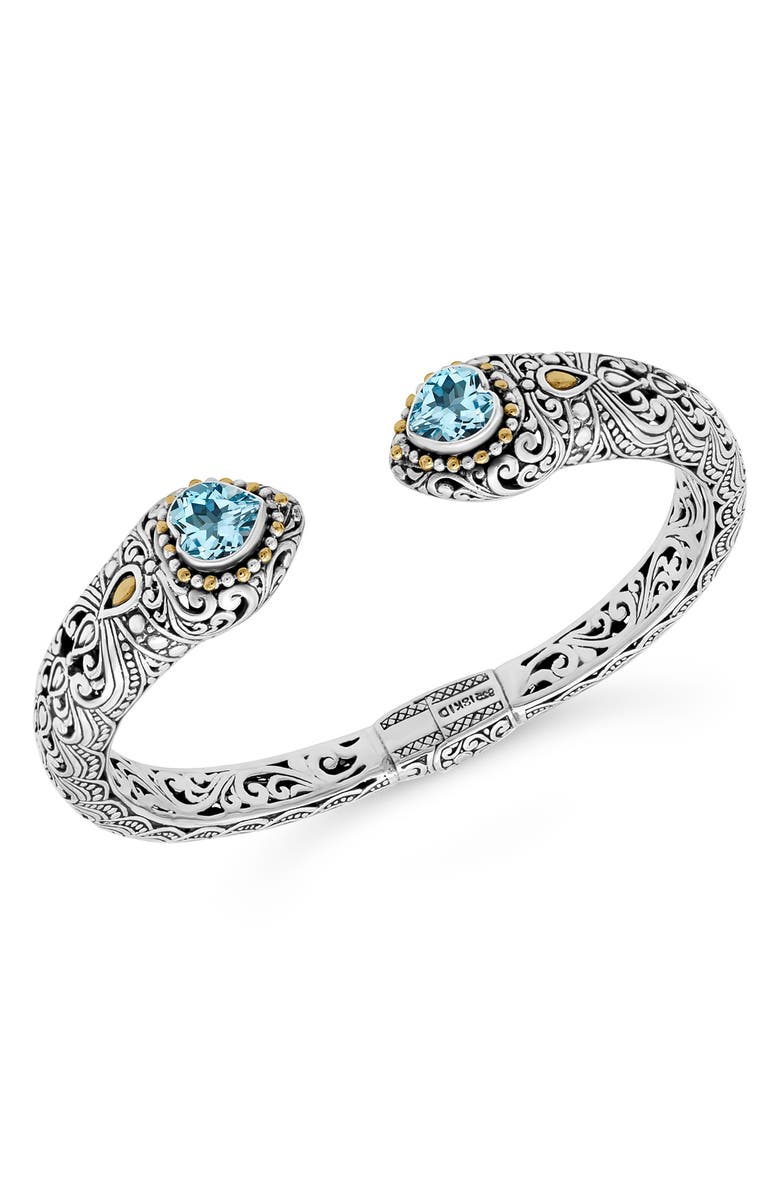 DEVATA Sterling Silver & 18K Yellow Gold Blue Topaz Bracelet, Alternate, color, 