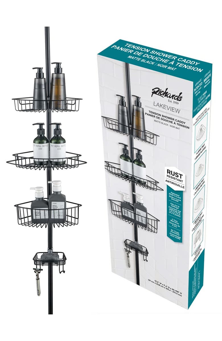 J AND V TEXTILES Rustproof Corner Shower Caddy, Alternate, color, 