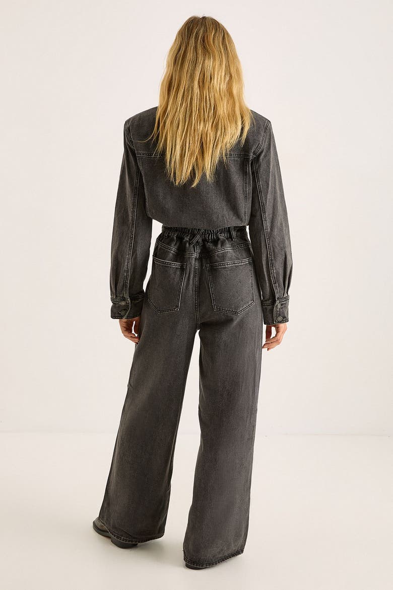 Denim Shoulder Pad Boilersuit, Alternate, color, Washed Black