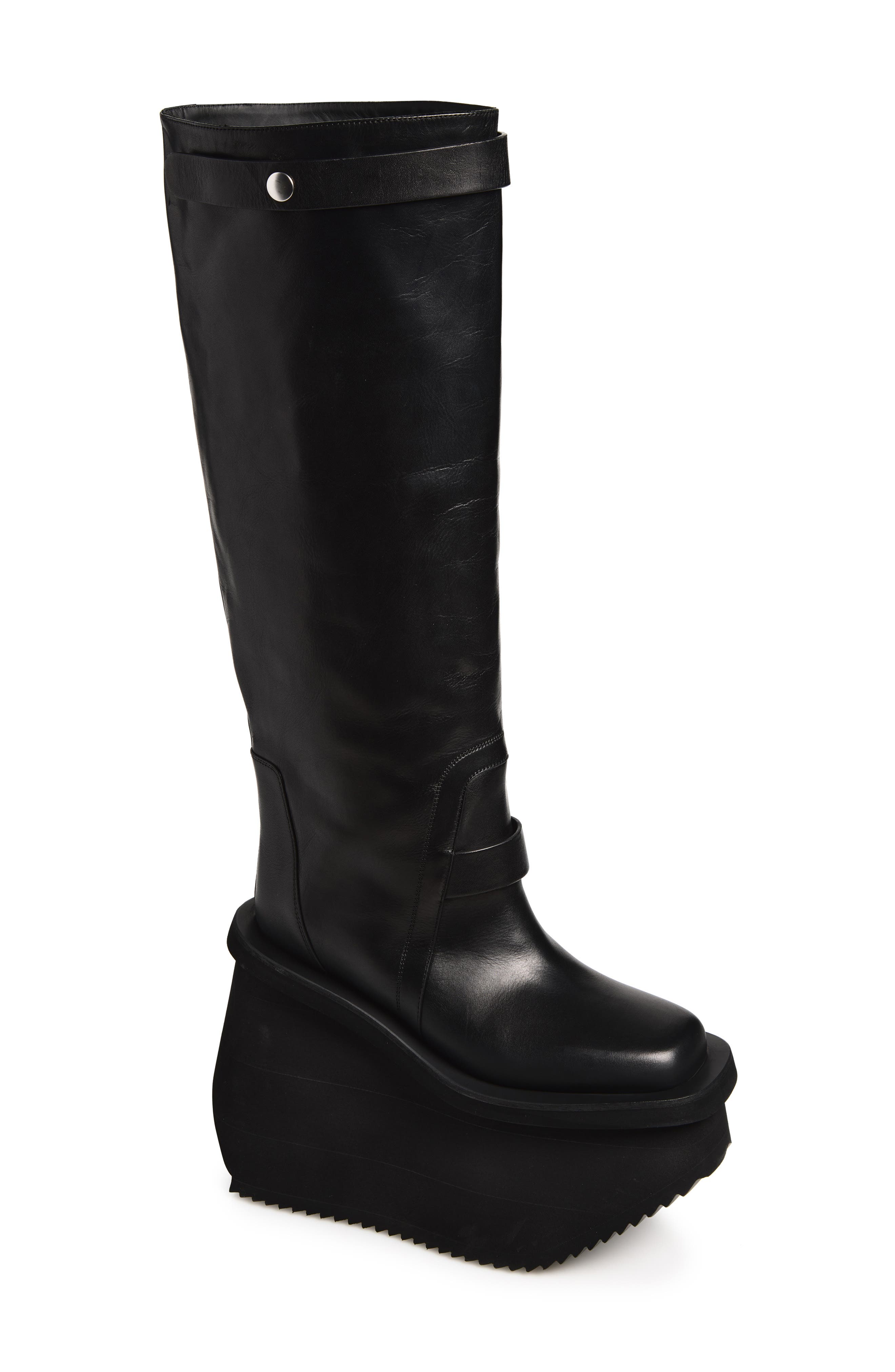 Factory Pull-On Platform Wedge Knee High Boot, Main, color, BLACK