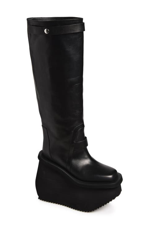Factory Pull-On Platform Wedge Knee High Boot