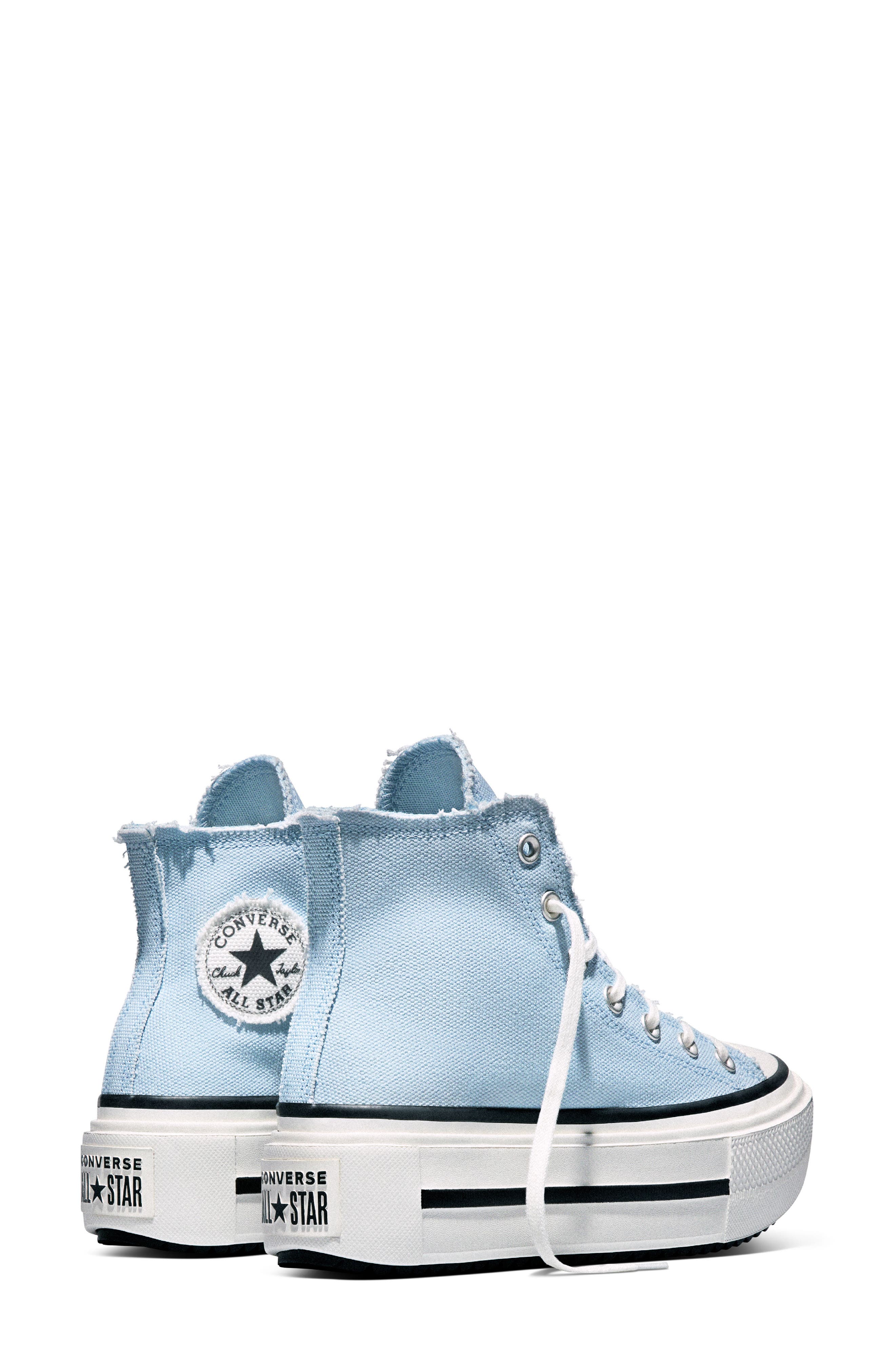 Chuck Taylor All Star Lift Double Stack Platform Distressed High-Top Sneaker, Alternate, color, CLEAR SKIES