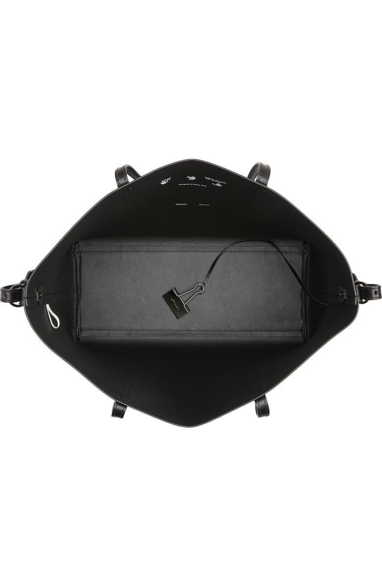 Off-White Binder Clip Diagonal Stripe Leather Shopper, Alternate, color,