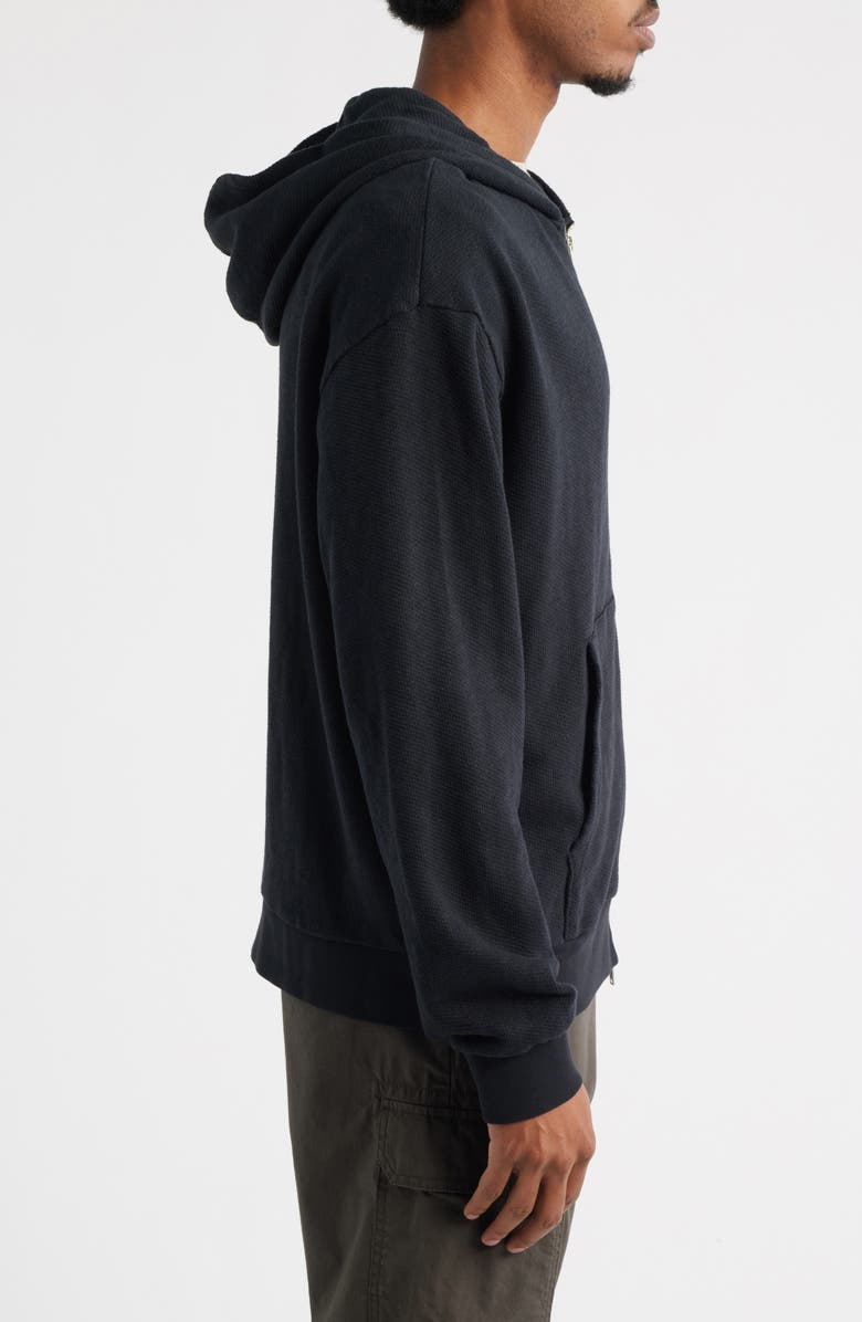 PALMES Waffle Stitch Full Zip Hoodie, Alternate, color, Black