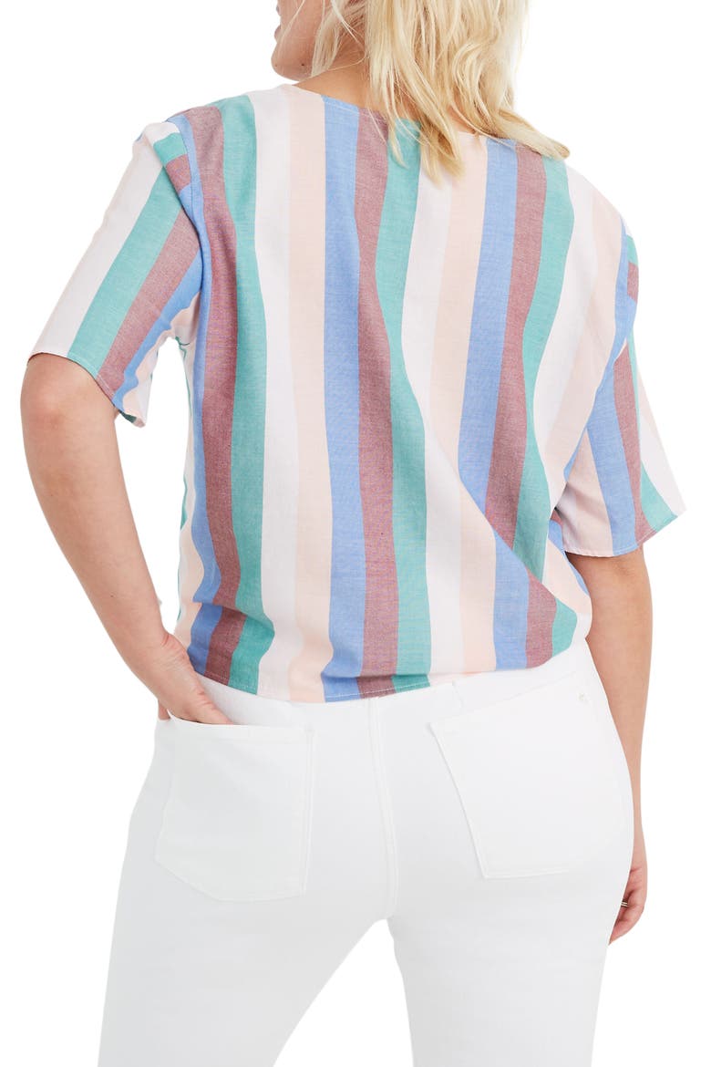 Novel Tie Front Button Top, Alternate, color, CIRCUS STRIPE DREAMY PINK