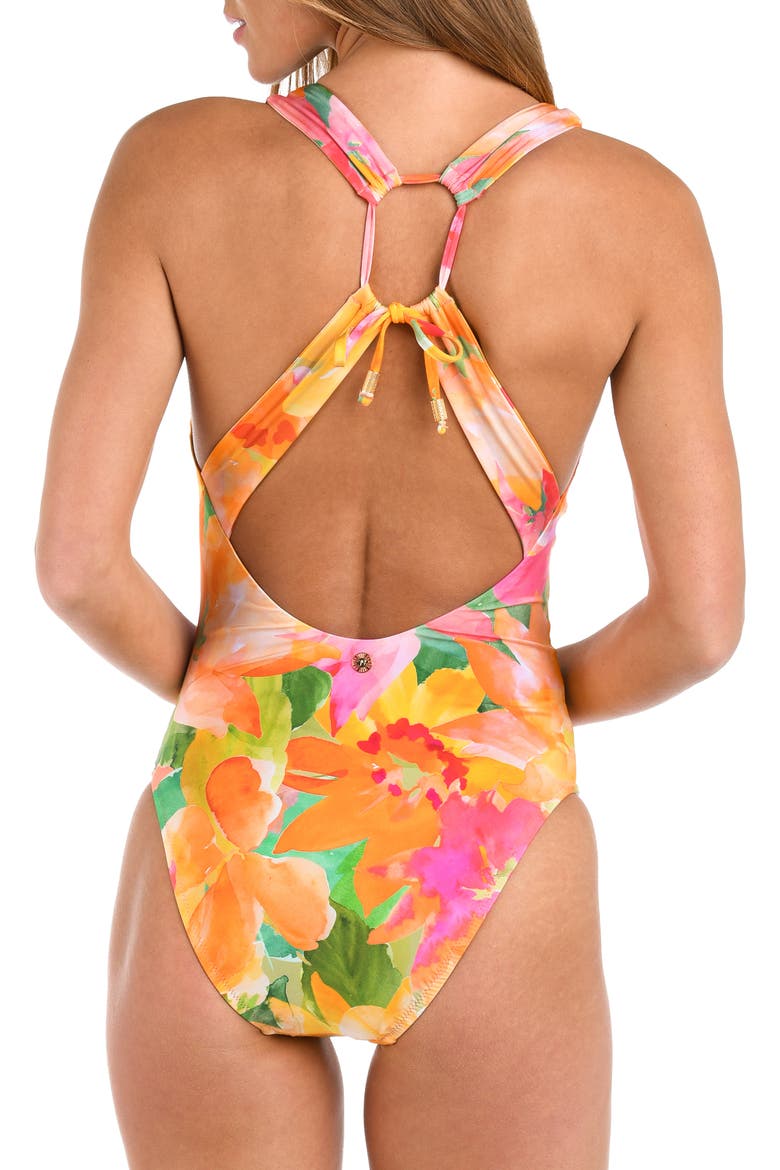 Utopia Plunge One-Piece Swimsuit, Alternate, color, YELLOW MULTI