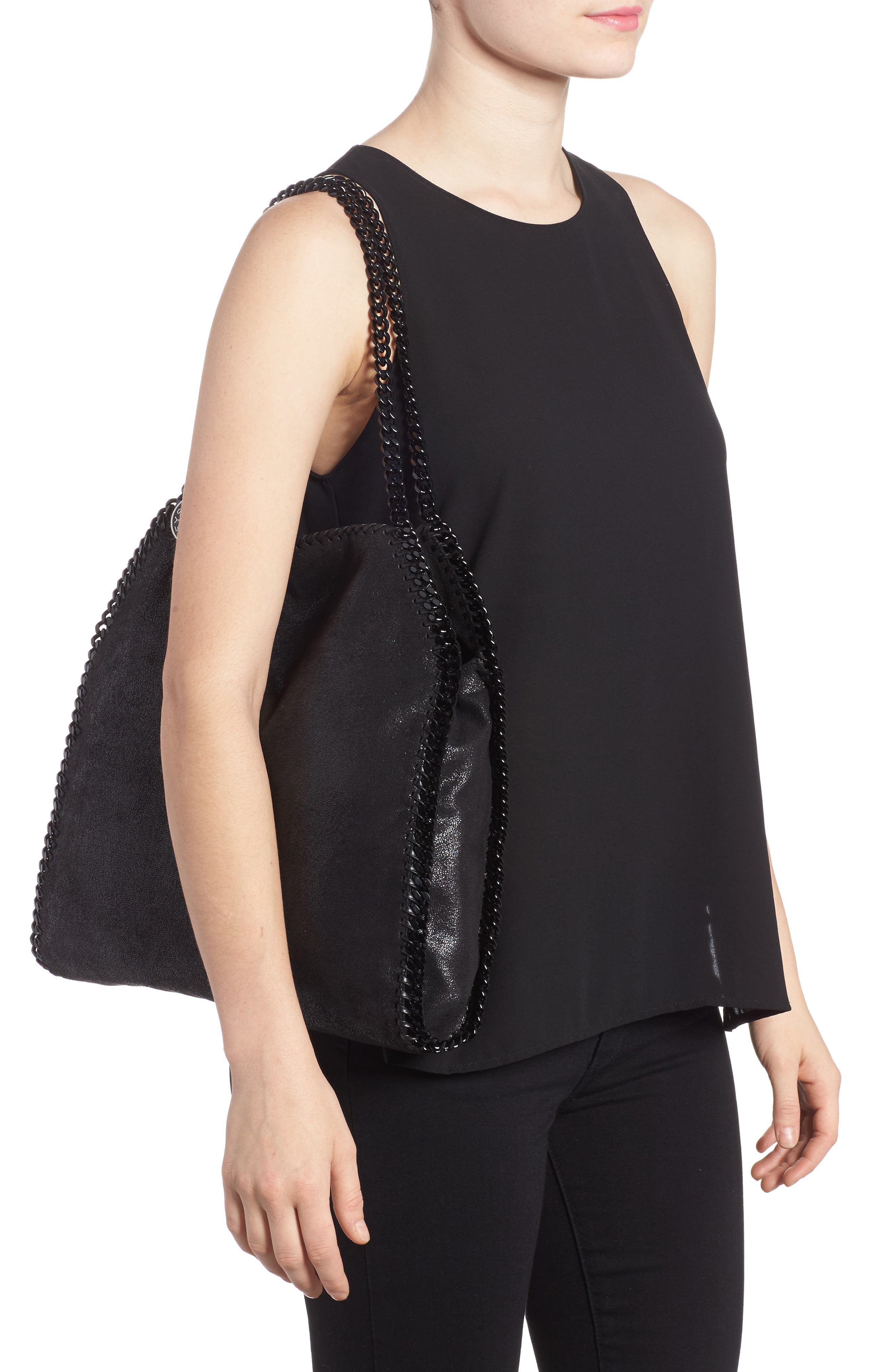 Stella McCartney Small Falabella Shaggy Deer Faux Leather Tote, Alternate, color, 