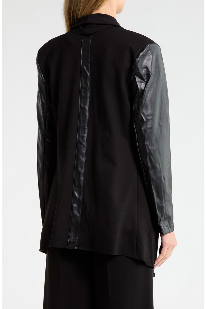 Faux Leather Sleeve Ponte Jacket, Alternate, color, BLACK