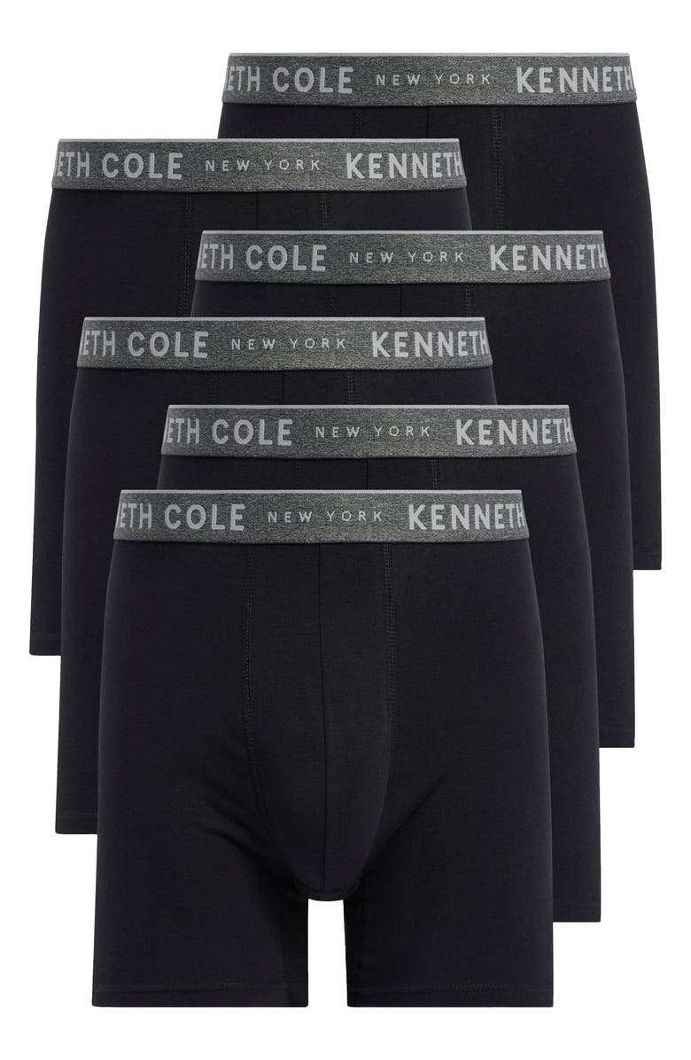 Kenneth Cole New York 6-Pack Modern Comfort Fit Stretch Cotton Boxer Briefs, Main, color, Black
