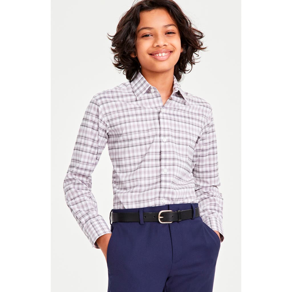 Andrew Marc Kids' Plaid Button-up Shirt In Blue