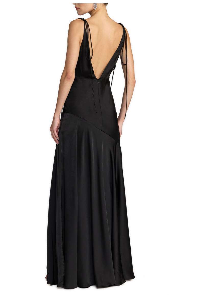 Mac Duggal Women's Charmeuse Cowl Gown with Bow Straps, Alternate, color, Black