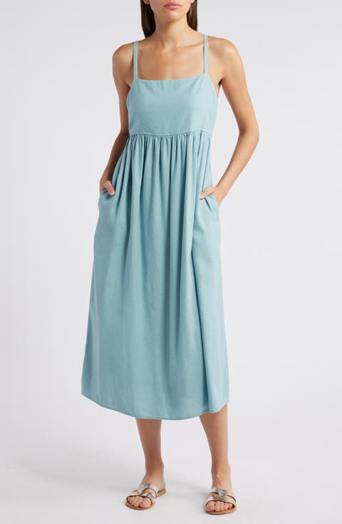 Floral Linen Blend Midi Sundress