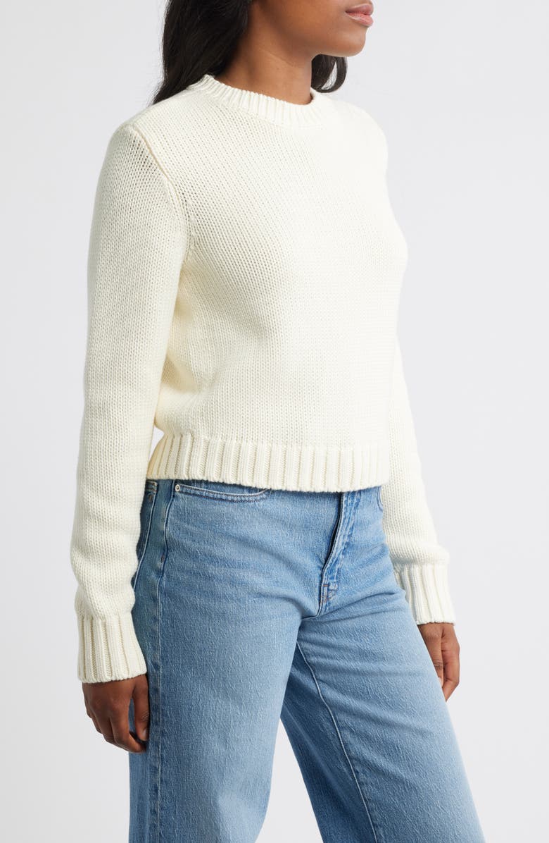 Madewell Solid Relaxed Cotton Sweater, Alternate, color, Bright Ivory