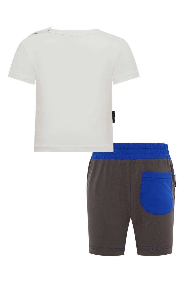 TINY TRIBE Santorini Cotton Graphic T-Shirt & Colorblock Shorts Set, Alternate, color, White Multi