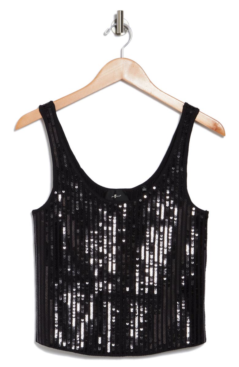 7 For All Mankind Sequin Tank, Alternate, color, Black
