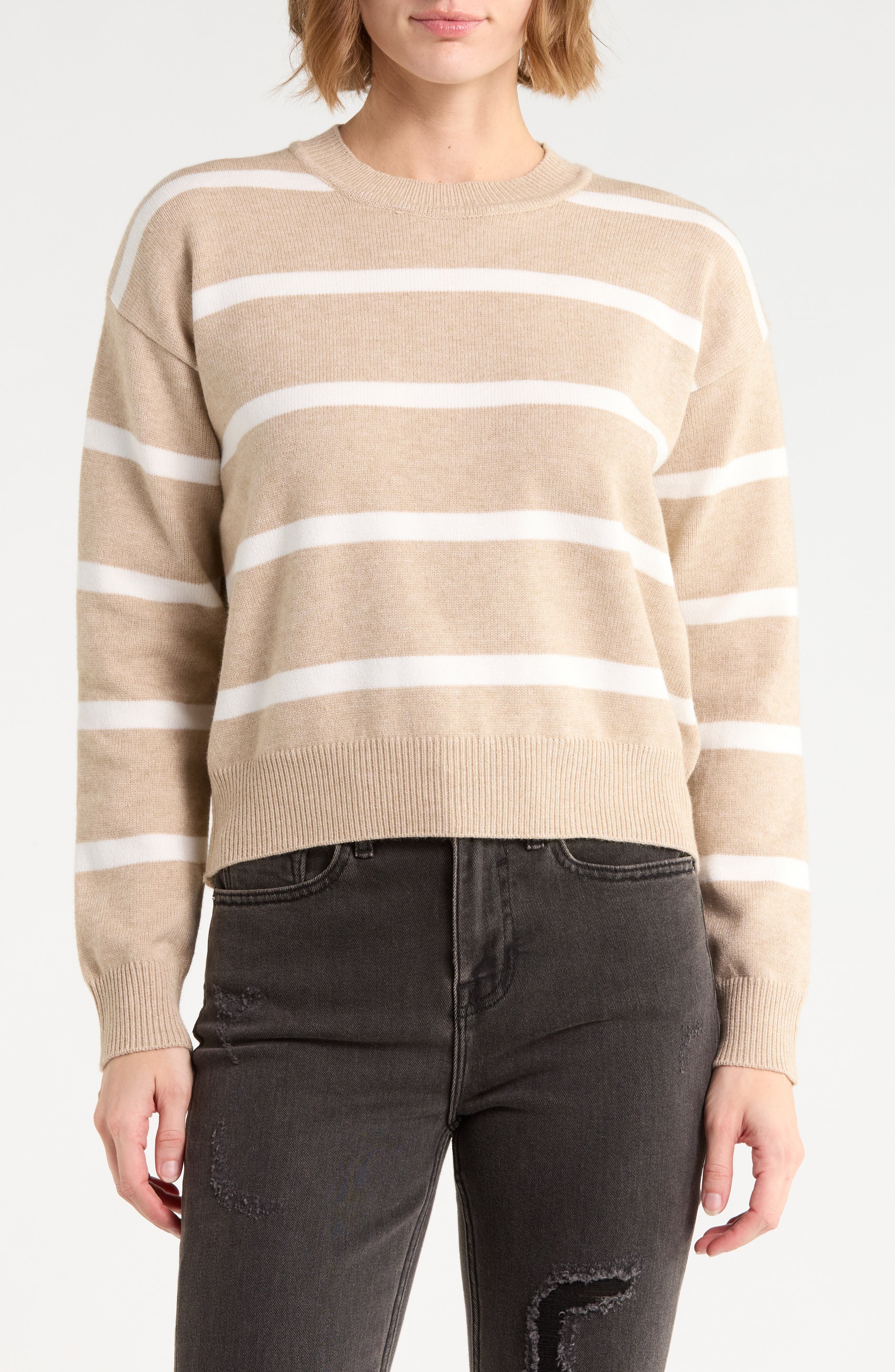 Striped Crewneck Pullover Sweater
