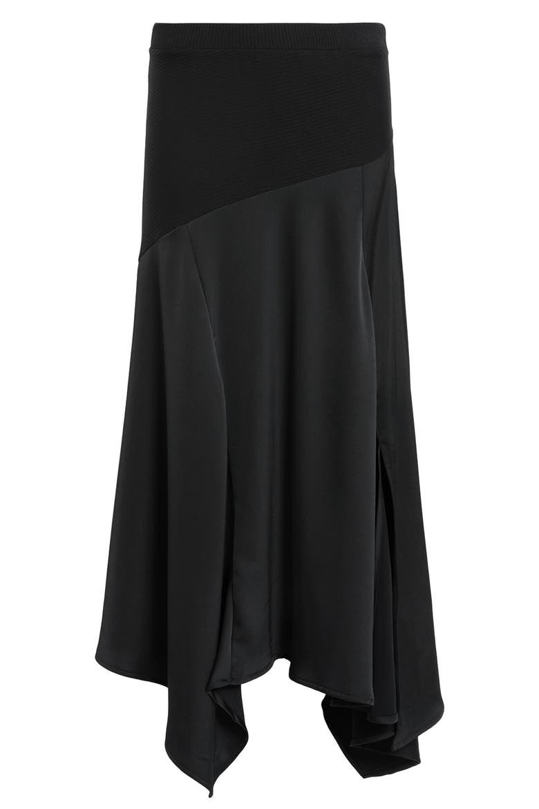 Pia Mixed Media Asymmetric Skirt, Alternate, color, BLACK