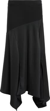 AllSaints Pia Mixed Media Asymmetric Skirt