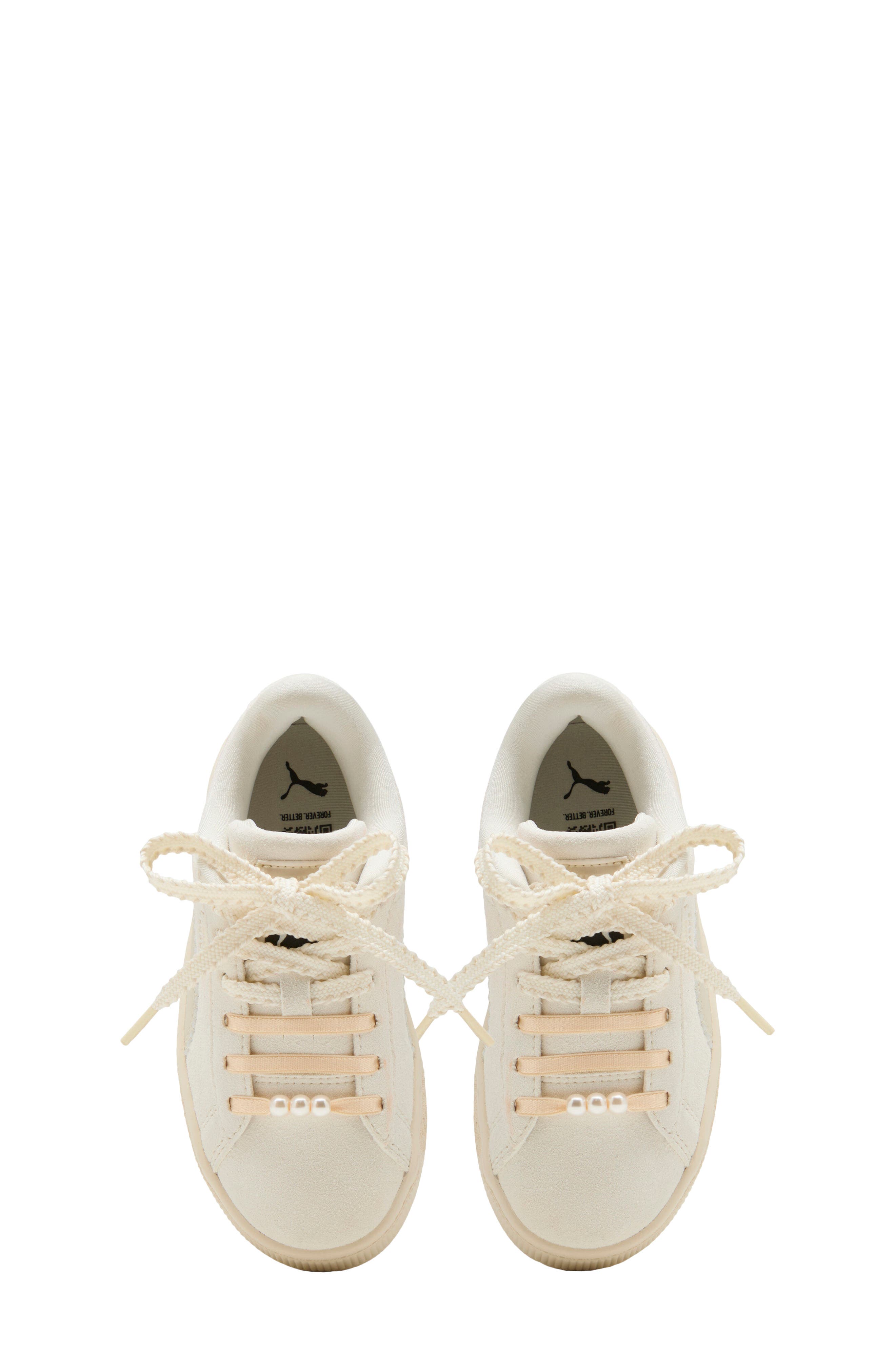 Kids' Suede Bloom Sneaker, Alternate, color, FROSTED IVORY/ SILVER FOG