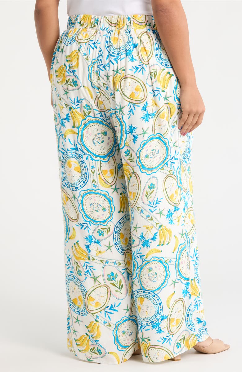 SUGARLIPS Harvest Island Elena Wide Leg Pants, Alternate, color, White-Blue-Yellow
