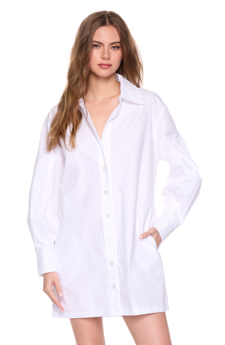 Susana Monaco Cotton Poplin Long Sleeve Shirtdress, Alternate, color, Sugar
