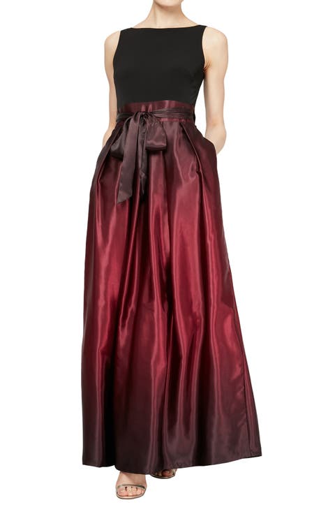 SLNY Ombre Satin Gown (Petite)