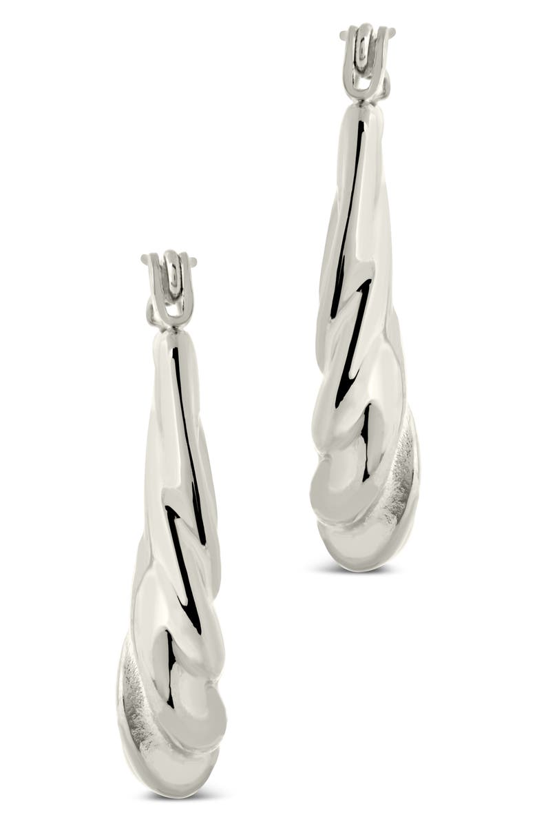 Sterling Forever Elena Twisted Tube Hoop Earrings, Alternate, color, Silver